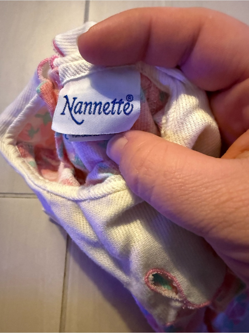 Vintage 90s Nannette Baby Girl Pink Strawberry Outfit 3-6 Months - Picture 6 of 7